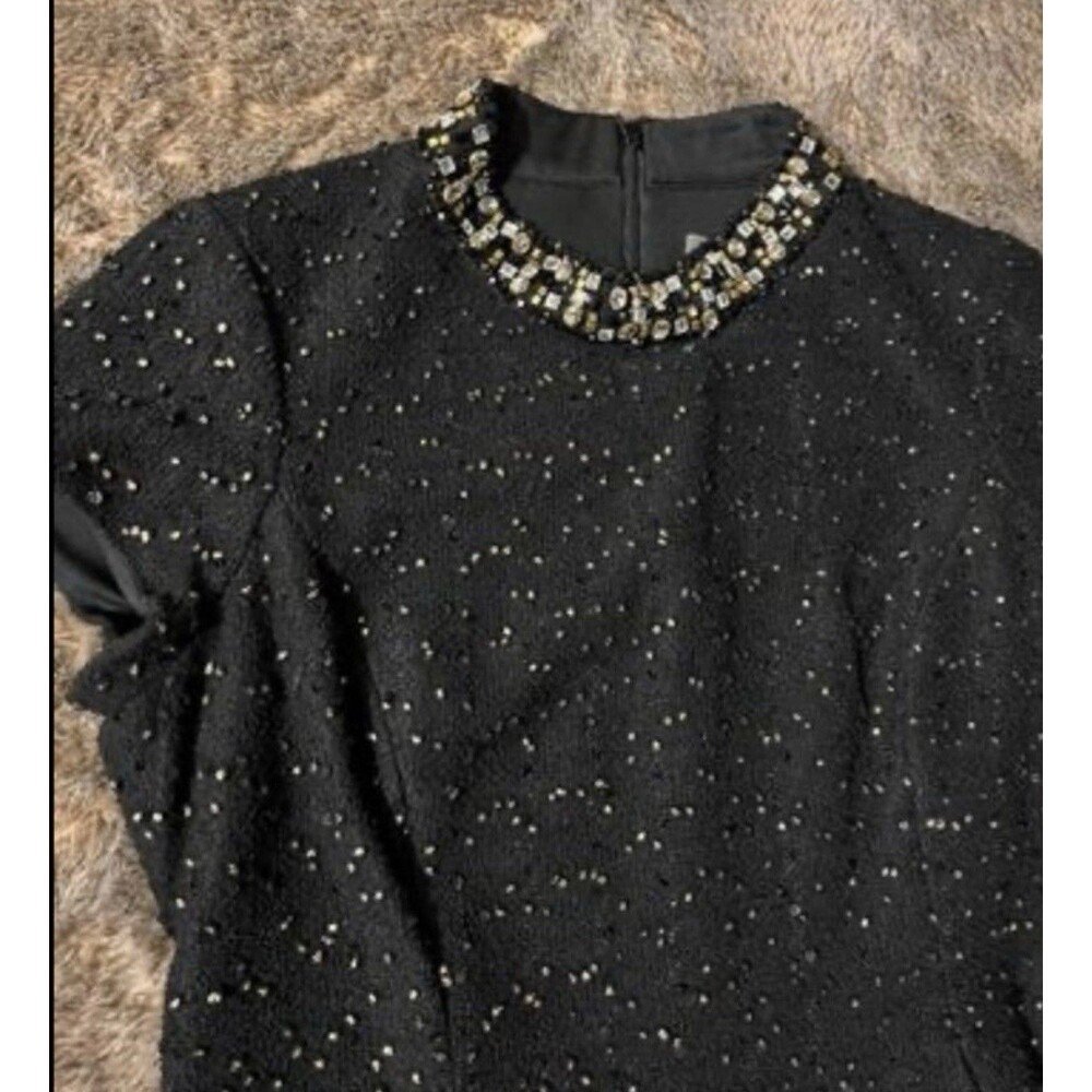 Vince Camuto dress size 14, Black with Stoned collar Party dress new year - Picture 4 of 10